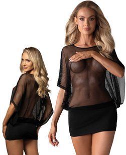 Sexy black mesh dress Obsessive Punker dress L/XL with thong 410923 &mdash; photos