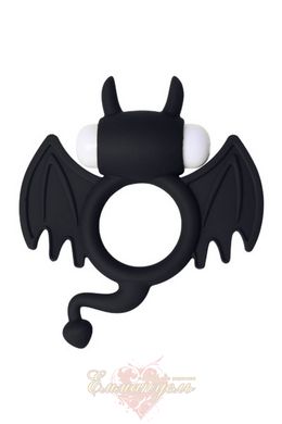 Erection ring on the penis - JOS Cocky Devil, silicone, black, 8.5 cm