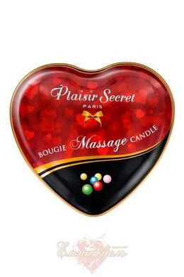 Массажная свеча сердечко - Plaisirs Secrets Bubble Gum (35 мл)