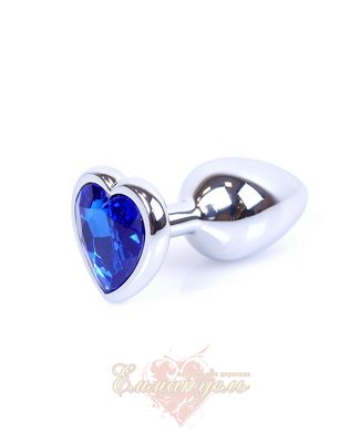 Анальная пробка - Plug-Jewellery Silver Heart PLUG - Dark Blue, S