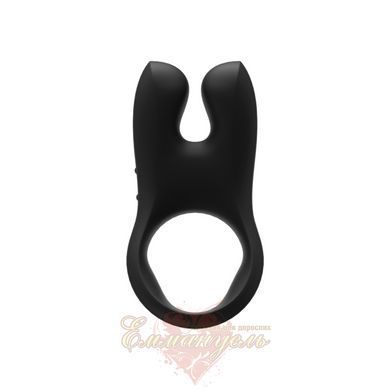 Эрекционное виброкольцо с двойной стимуляцией клитора - Fun Factory NŌS black, 2 мотора SX0973 фото