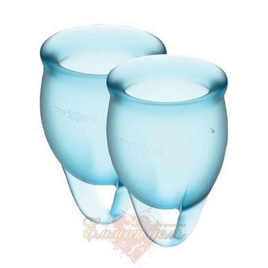Set of menstrual cups - Satisfyer Feel Confident (light blue), 15ml and 20ml