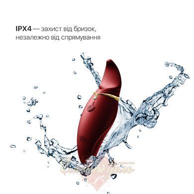 Вибратор 2в1 с язычком Zalo Hero Wine Red, кристалл Swarovski SO6659 фото