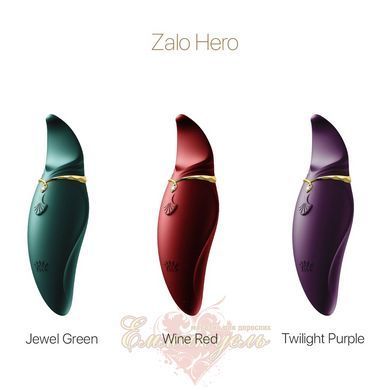 Вибратор 2в1 с язычком Zalo Hero Wine Red, кристалл Swarovski SO6659 фото