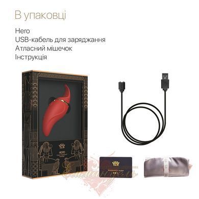 Вибратор 2в1 с язычком Zalo Hero Wine Red, кристалл Swarovski SO6659 фото