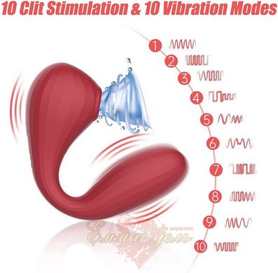 Вакуумный вагинально-клиторальный стимулятор - Magic Motion Bobi Red, управление со смартфона