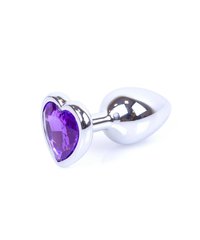 Анальна пробка - Plug-Jewellery Silver Heart PLUG - Purple, S