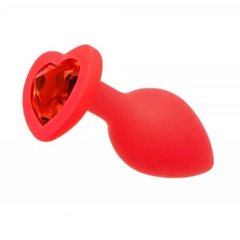 Анальна пробка - Pink Silicone Heart Red, S