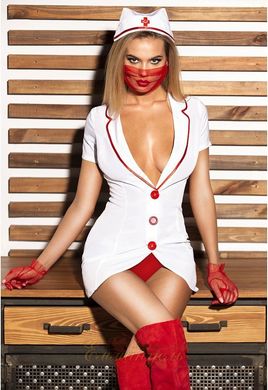 Erotic nurse costume 'Executive Louise' XS/S, robe, cap, gloves, mask