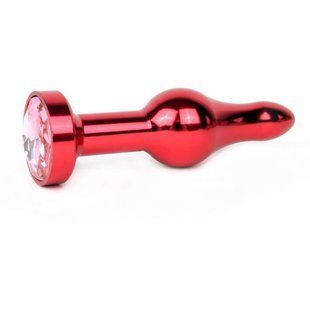 Анальна металева пробка - Anal Jewelry Plugs, колір кристала рожевий ZRED-02 фото
