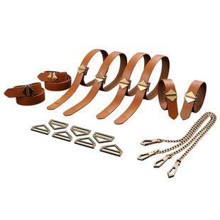 Набор для бандажа Lockink 8-Bondage-Straps Restraint Set, коричневый, 8 ремней из натуральной кожи SX0834 фото