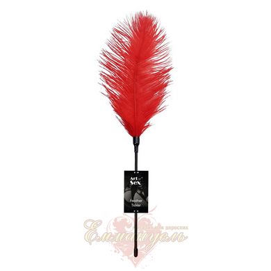 Ostrich Feather Tickler - Art of Sex - Puff Peak, Color: Red