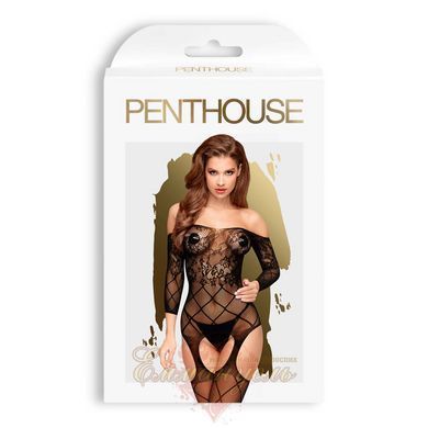 Bodystocking with floral-geometric pattern Penthouse - Top-Notch Black S/L SO4384 &mdash; photos