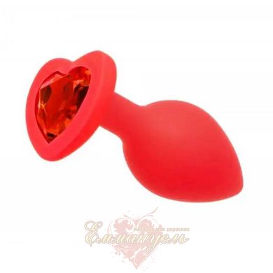 Butt Plug - Pink Silicone Heart Red, S