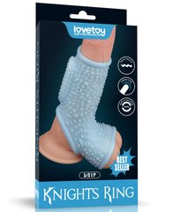 Vibrating Drip Knights Ring With Scrotum Sleeve Blue