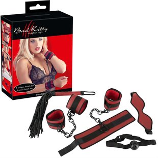 Набор БДСМ - 2492482 Bondage Set red/black, маска, кляп, плетка, манжеты