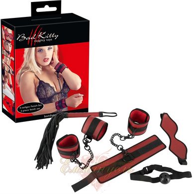 Набор БДСМ - 2492482 Bondage Set red/black, маска, кляп, плетка, манжеты
