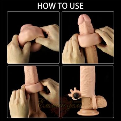 Lengthening Penis cap - Pleasure X-Tender Vibrating Penis Sleeve Flesh 2"