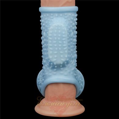 Vibrating Drip Knights Ring With Scrotum Sleeve Blue