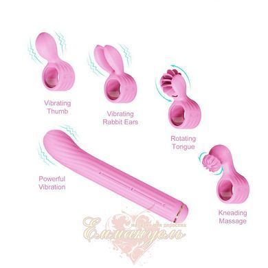 Вібратор Otouch Magic Stick S1 Plus Pink &mdash; з 4 насадками, бездротовий SO9437 фото