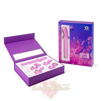 Вібратор Otouch Magic Stick S1 Plus Pink &mdash; з 4 насадками, бездротовий SO9437 фото