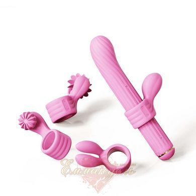 Вібратор Otouch Magic Stick S1 Plus Pink &mdash; з 4 насадками, бездротовий SO9437 фото