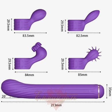 Вібратор Otouch Magic Stick S1 Plus Pink &mdash; з 4 насадками, бездротовий SO9437 фото