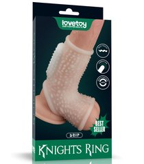 Vibrating Drip Knights Ring With Scrotum Sleeve White
