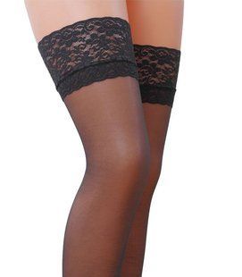 Stockings - Passion ST003 1/2 graphite, classic, with openwork silicone rubber SO4293 &mdash; photos