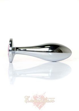 Анальная пробка с кристаллом Clear M Pink &ndash; металлическая, серебристая, размер M 62530064-00147 фото