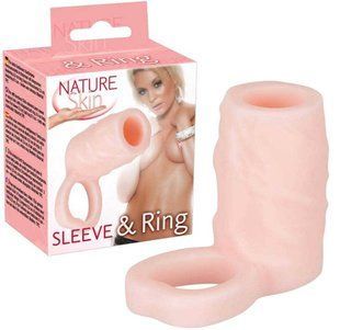 Насадка на пеніс з підхопленням мошонки - Sleeve & Ring, тілесна 61325136360000 фото