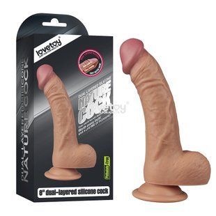 Phalloimitator with scrotum - 8'' Dual-layered Silicone Dildo 6452LVTOY008 &mdash; photos