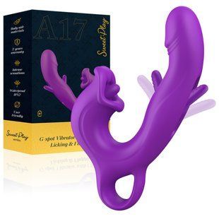 Вибратор с функцией лизания клитора и стимуляцией точки G Erospace Sweet Play G-Spot Vibrator With Clitoral Licking & Flapping A17 62050070-0017 фото