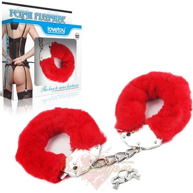 Наручники - Fetish Pleasure Fluffy Handcuffs, Red