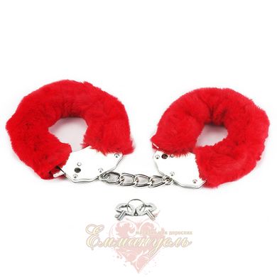 Наручники - Fetish Pleasure Fluffy Handcuffs, Red