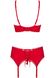 Set - Obsessive Jolierose 3-pcs set red S / M, bra, garter belt and panties.