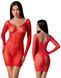 Полупрозрачное мини-платье Passion BS101 с рукавами-митенками, красное, one size SO8945 фото 1