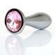 Анальная пробка с кристаллом Clear M Pink &ndash; металлическая, серебристая, размер M 62530064-00147 фото 1