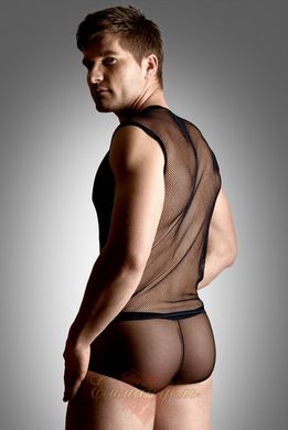 Underwear - Net set, shirt and thong, black XL