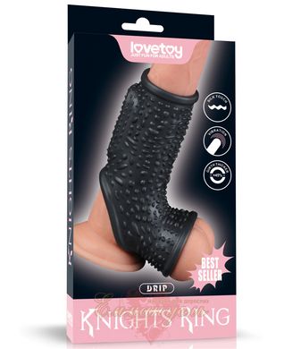 Насадка на член с вибрацией - Vibrating Drip Knights Ring With Scrotum Sleeve Black