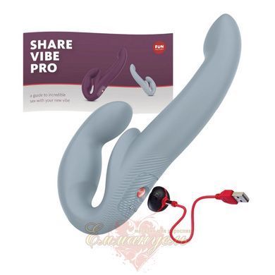 Strapless strapon with vibration - Fun Factory SHARE VIBE PRO cool gray, adjustable SX0977 &mdash; photos