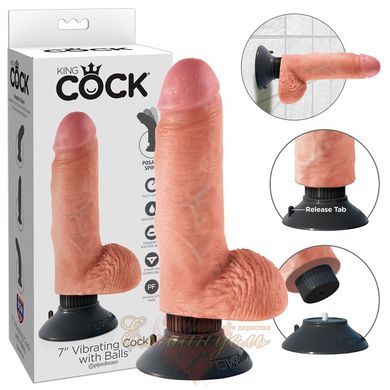 Realistic vibrator - King Cock 7 inch Vibr./with Ba
