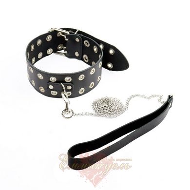 Collar with leash - Art of Sex - Tessa in genuine leather, black