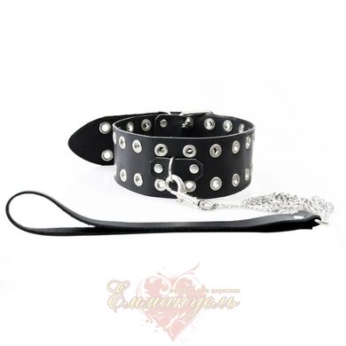 Collar with leash - Art of Sex - Tessa in genuine leather, black
