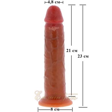 Dual density realistic dildo - Toy Joy Get Real, with suction cup, beige