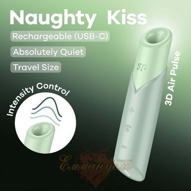Вакуумный стимулятор - Satisfyer Naughty Kiss, магнитная технология 3D Air Pulse, 30 режимов работы SX2162 фото