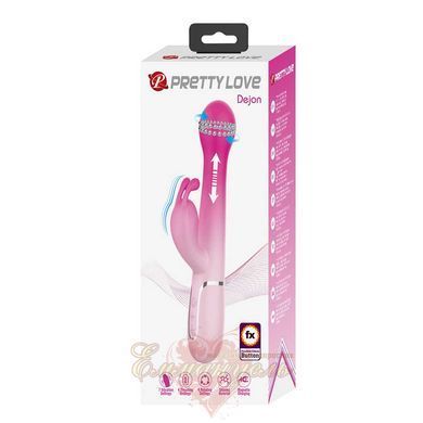 Вибратор-кролик Pretty Love Dejon Pink с 2 моторами, вращающимися шариками и кнопкой Burst Climax BW-500014-4 фото