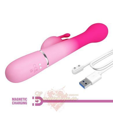 Вибратор-кролик Pretty Love Dejon Pink с 2 моторами, вращающимися шариками и кнопкой Burst Climax BW-500014-4 фото