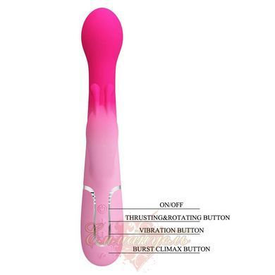 Вибратор-кролик Pretty Love Dejon Pink с 2 моторами, вращающимися шариками и кнопкой Burst Climax BW-500014-4 фото
