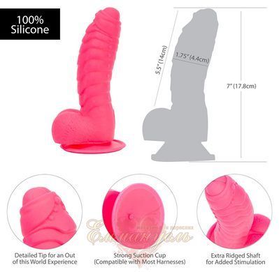Ribbed dildo with suction cup - ADDICTION Tom 7&Prime; Dildo With Balls &mdash; Pink, free bullet SO5585 &mdash; photos